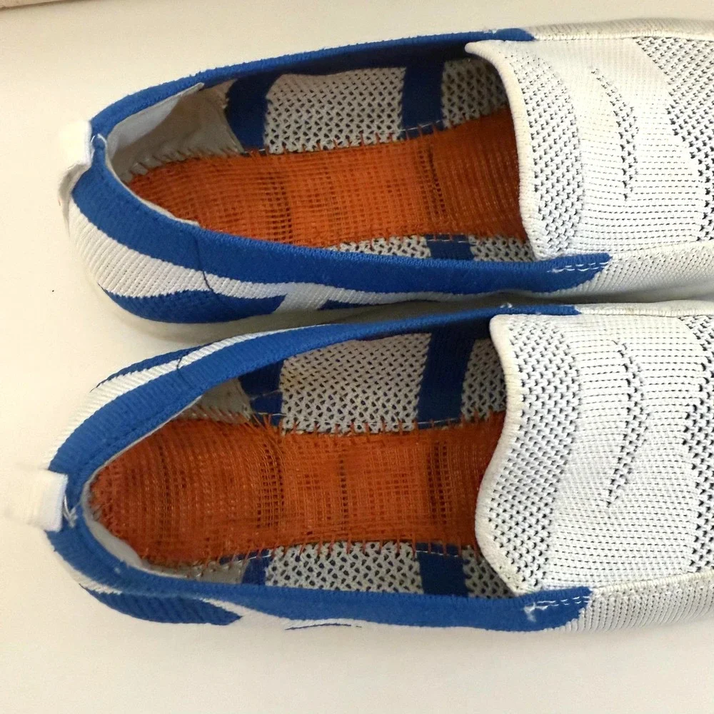 SWIMS‎ Shoes Mens Size 7 White Blue Slip On Mesh Loafers Water Casual Breathable